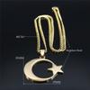 Muslim Islamic Crescent Moon Star Stainless Steel Chain Necklaces for Women Gold Color Pendant Necklace Amulet Jewelry Gift