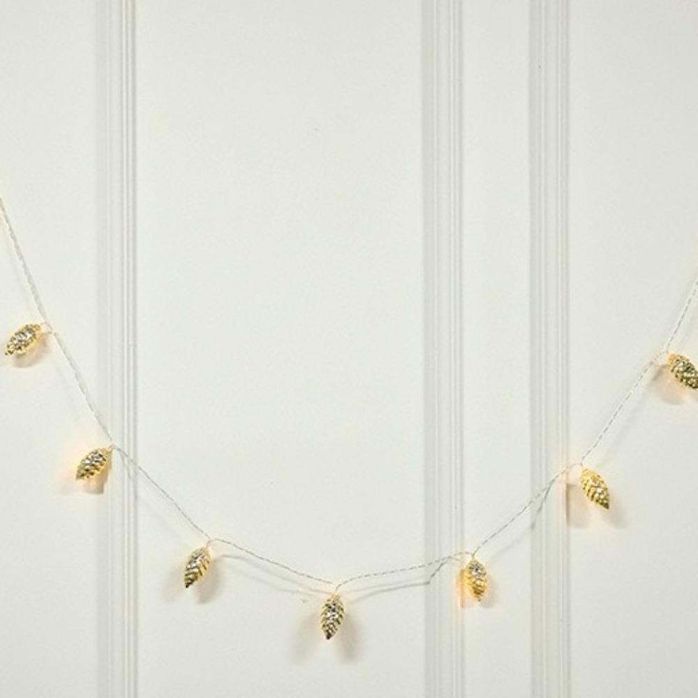 Gold Silver Fake Pine Cone LED String Lights 10/20/40LED Fake Plants LED Light Garland  New Year