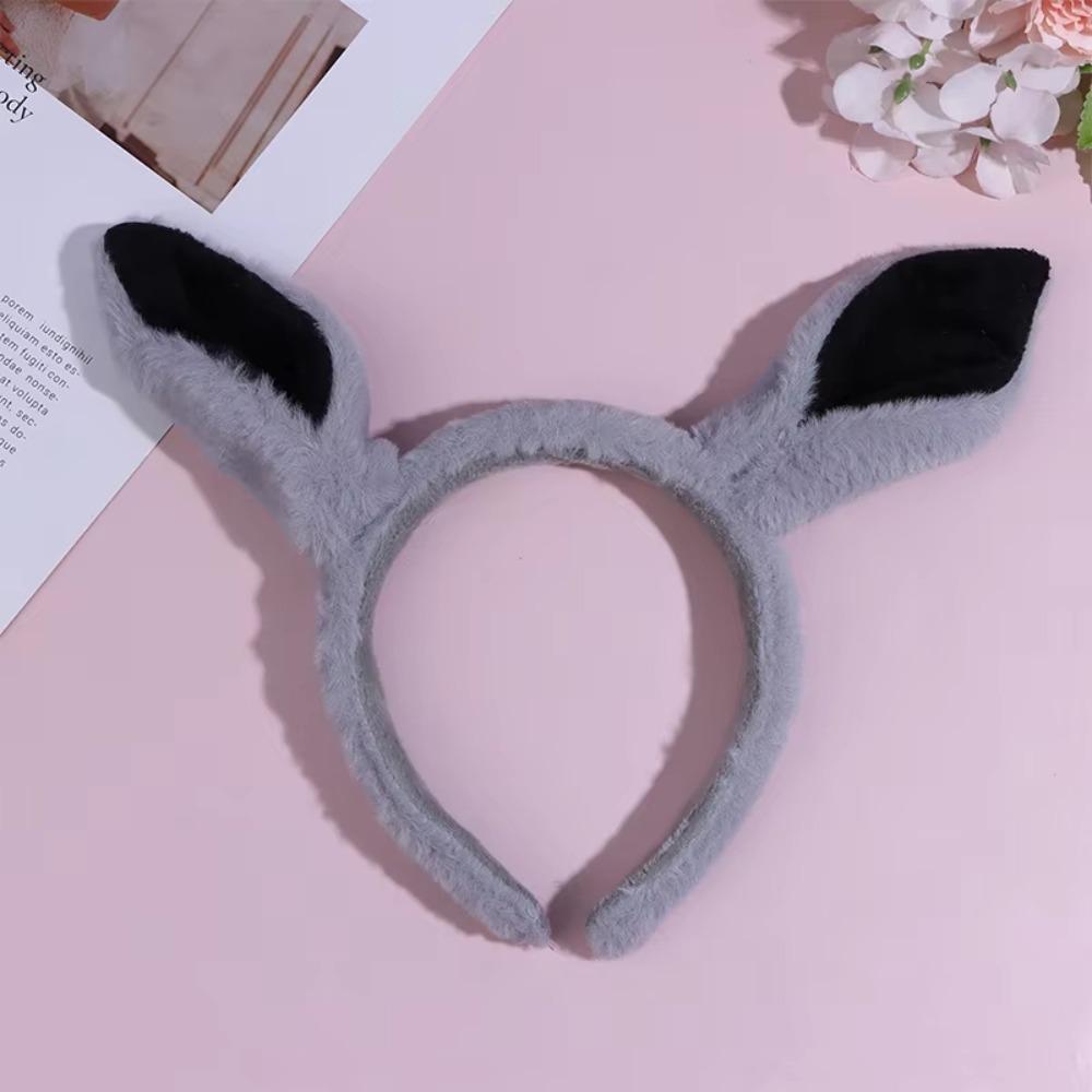 Cute Simulation Horse Ear Headband Kawaii Animal Ears Hair Roop  Cosplay Party Grey Black