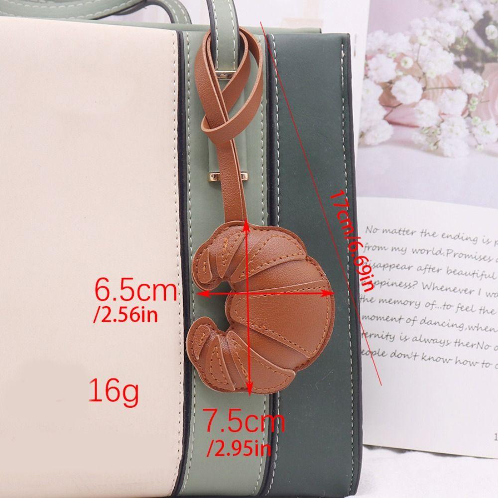 PU Leather PU Leather Hanger Car Keyring Bag Pendant Cute Croissant Keychain  Men