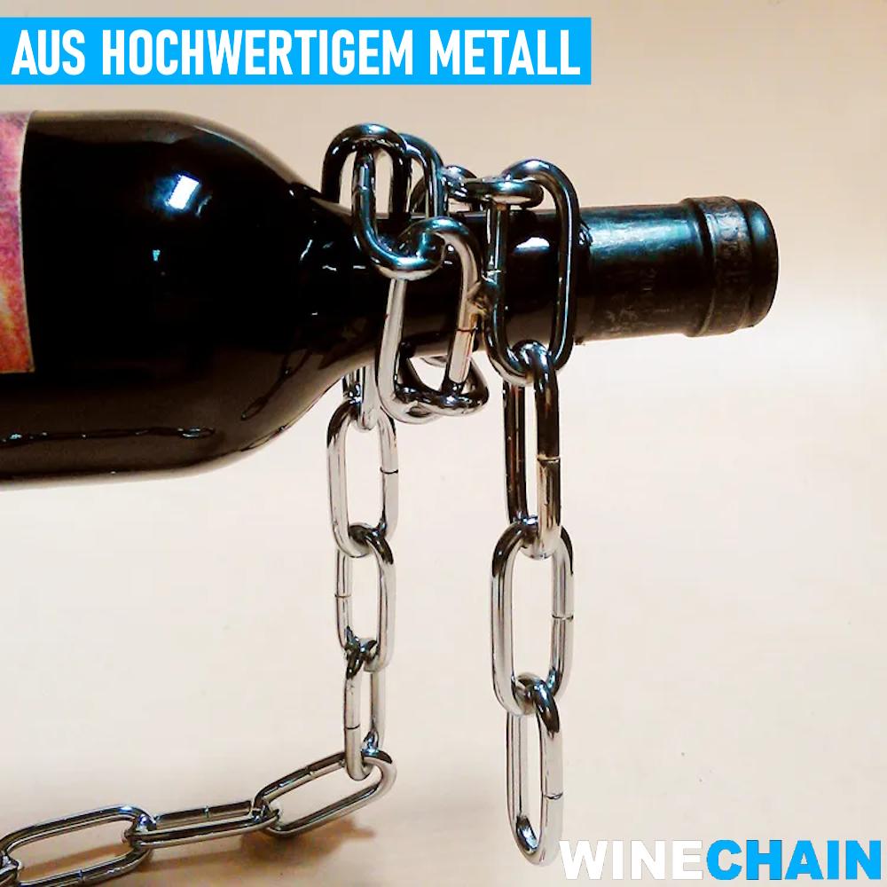 WINECHAIN Flaschenhalter Weinständer Flaschenständer Kette Metall Wein Silber