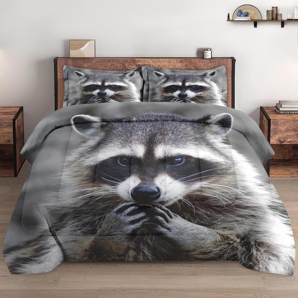 Dolphin Bedding Set 3D Animal Raccoon Duvet Cover Set Soft Single Double King Size For Kids Adult Birthday Gift Bedclothes Decor