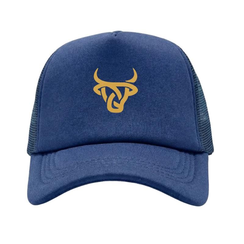Gold Bull Head Printed Adjustable Baseball Cap Classic Snapback Dad Hat Breathable Mesh Hat Golf Fishing Outdoor Sun Cap