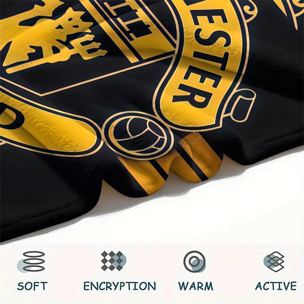 Koc Flanelowy z Nadrukiem Man Utd, Wysokiej jakości, Wygodny na Wszystkie Pory Roku, Wystrój Domu, Ciepło i Komfort