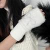 Diamond Rabbit Winter Gloves Y2K Half Finger Glove Fashion Five Finger Gloves Girls