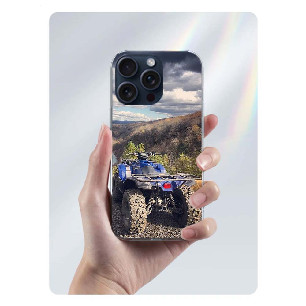 Transparente Handyhülle mit Offroad-Motorrad-Motiv für iPhone 17 Air, 16 Pro Max, 15 Pro, 14 Plus, 17E, 16E, 11, 13, 12 Mini