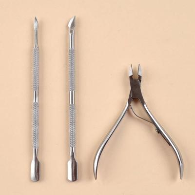 3pcs Stainless Steel Nail Dead Skin Remover Pusher & Pliers Set,Nail Supplies Back To School Nail Tools For Press On Nails,Manicure Pedicure Tools