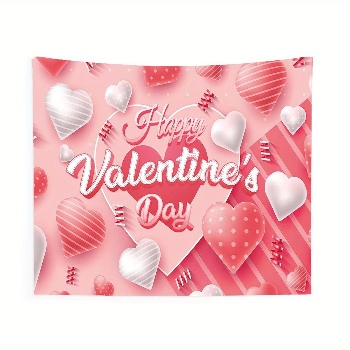 Happy Valentines Day Romantic Art Tapestry  Perfect for Festive Heartfelt  Charming Home Decor with Love Vibes 74x94cm(29x37in)