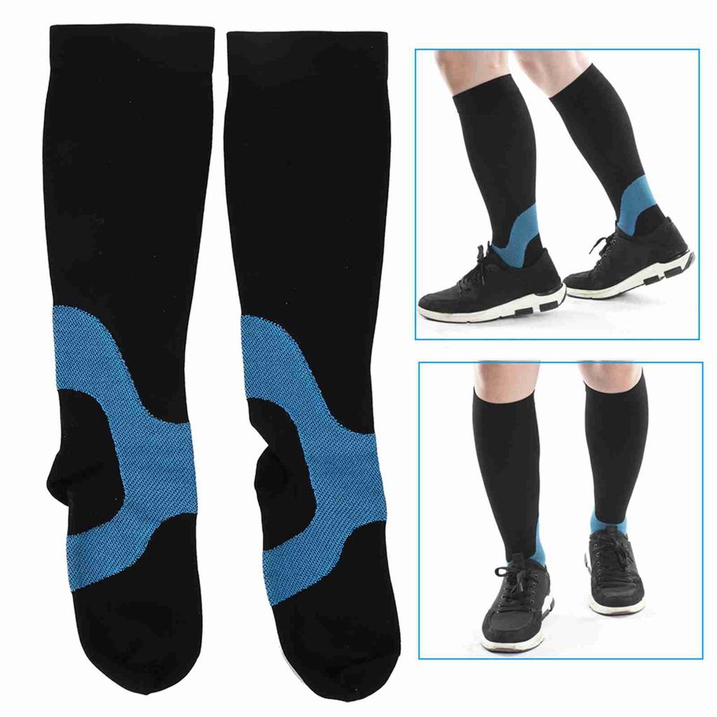 Outdoor Sports Gradient Function Compression Stockings Socks Calf Sleeve for Cycling Marathon RunningDark Green X