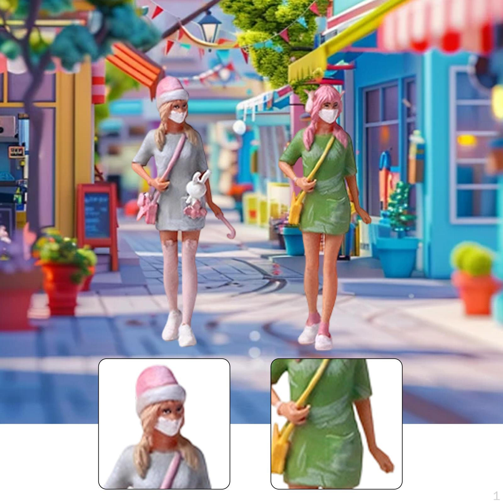 

1/64 Female Figures Mini Figurines Photo Props Tiny People Models for DIY Projects
