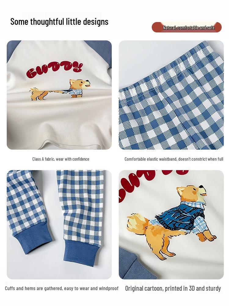 2025 Warmer Baumwoll-Pyjama-Set für Kinder im Herbst - Langarm-Unterwäsche und Raglan-Homewear für Jungen und Mädchen