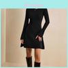 Elegant Womens High Neck Knit Dress With Long Sleeves For Formal Parties And Office Wear