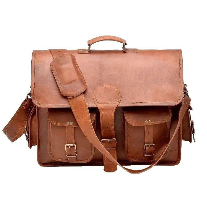 Laptop Bag Leather Genuine Messenger Briefcase Shoulder Men Vintage Satchel Men