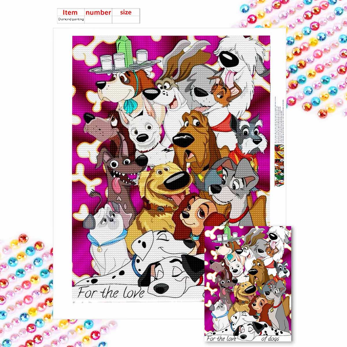 

5D Алмазная живопись своими руками Все виды щенков Полная выкладка Стразы Мозаичная вышивка Изделия ручной работы Домашний декор Подарок Round 20x30cm