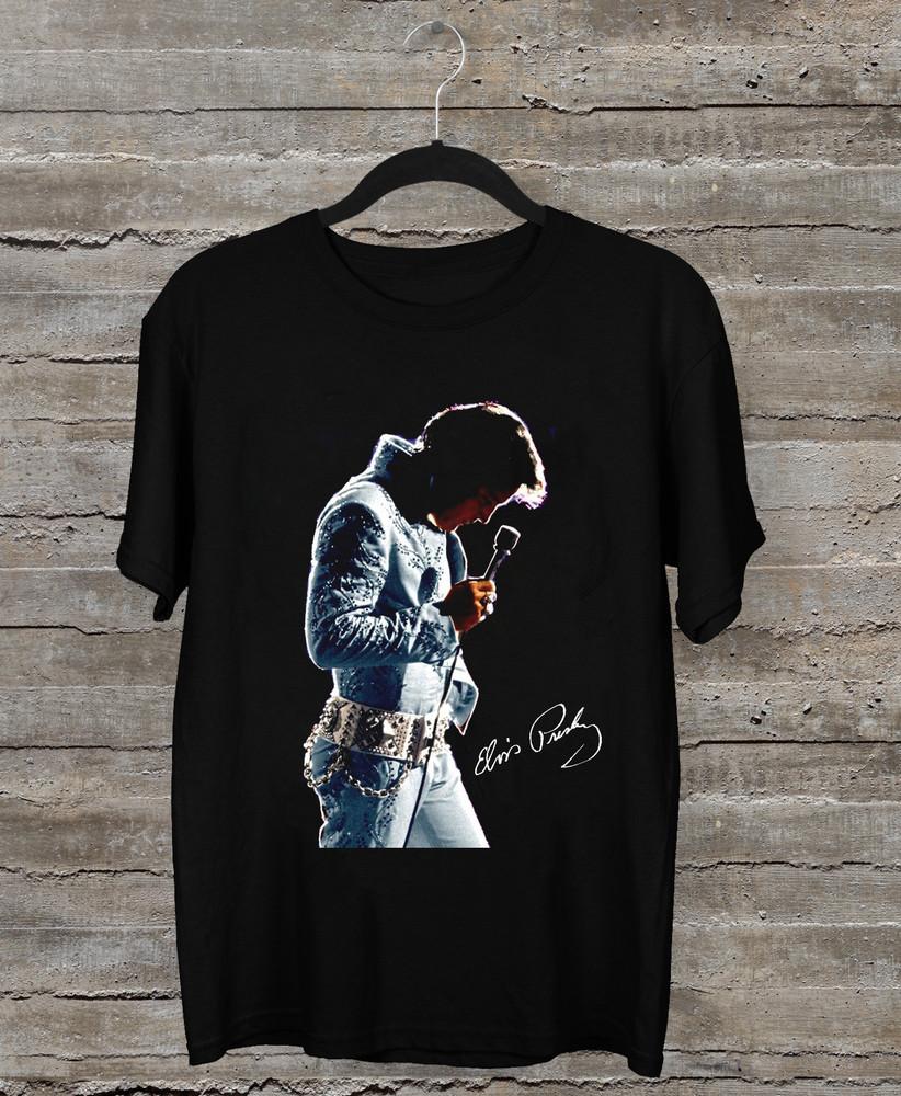 Retro Elvis Presley Signature Logo Short Sleeve Black All Size T-Shirt BB14 Unisex T-Shirt M