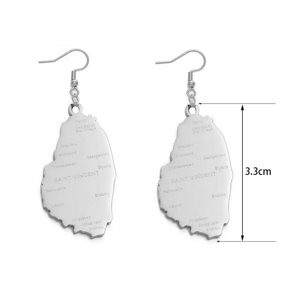 Anniyo ST. Vincent Map With City Name Earrings Gold Color Saint Vincent Maps Jewelry #121321E