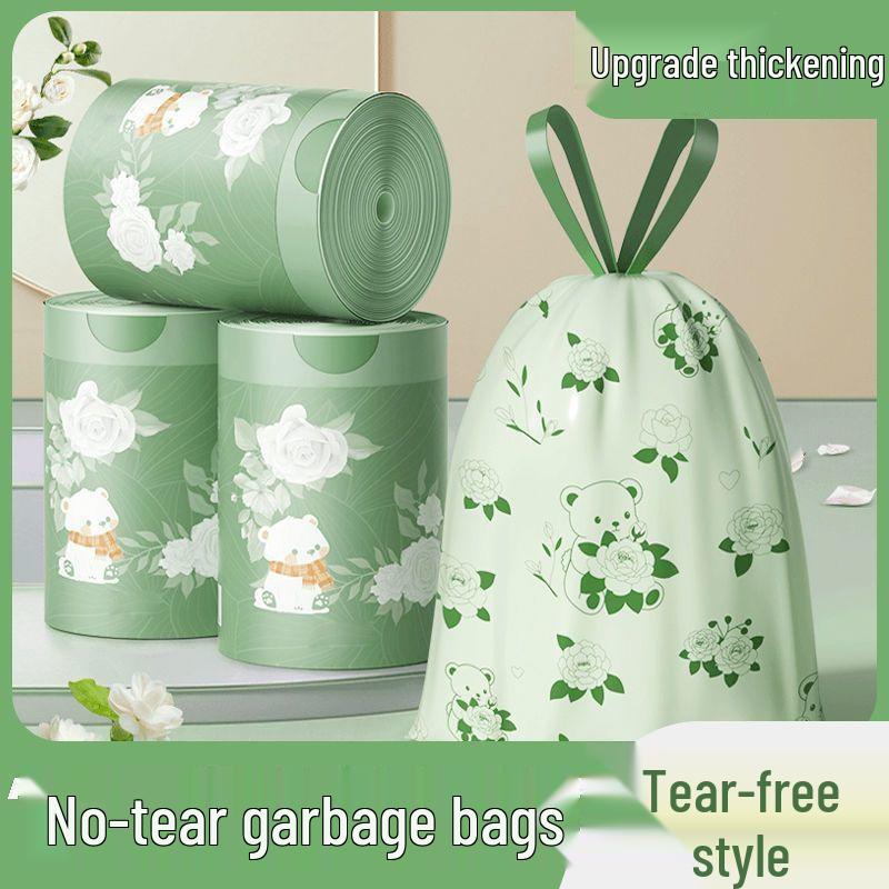Capybara Cartoon Print Large No-Tear Drawstring Trash Bags for Home Kitchen 10 pcs, extra thick, drawstring