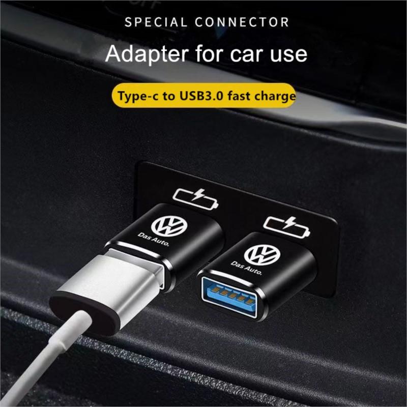 Car Interface Mini Converter Type-C To USB 3.0 Charging Adapter Sticker for VW GTI Polo Golf Passat Tiguan Jetta T-ROC MK6 MK7 RB6
