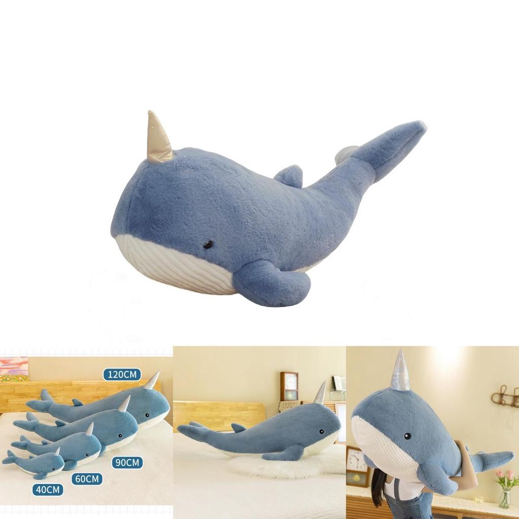 Cute Whale Plush Toy Pillow For Girls Soft And Cozy Stuffed Animal Doll For Bedtime Leg Support Grey