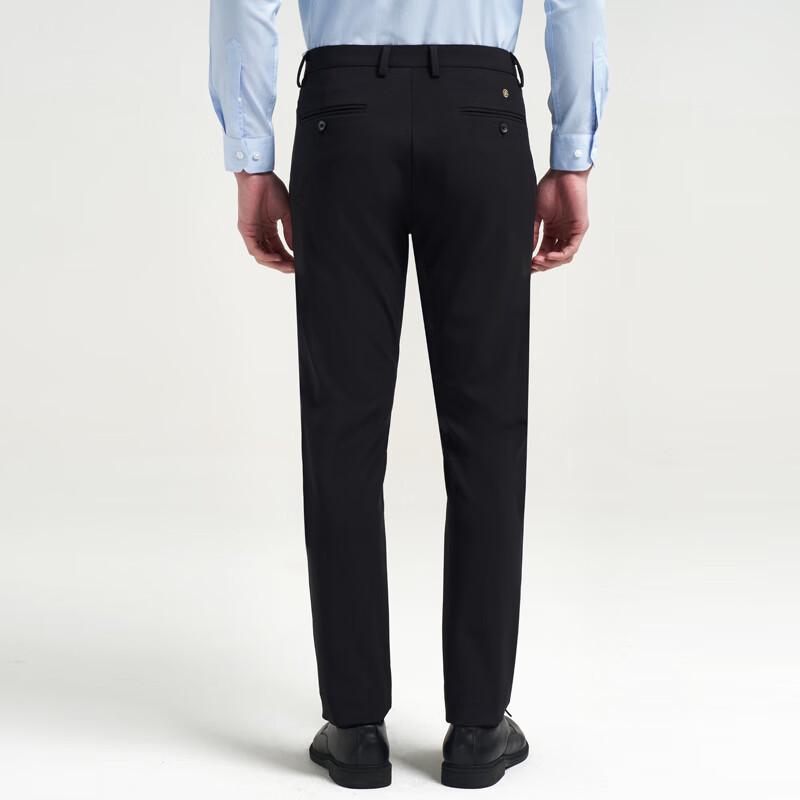 Taizi Men's Thick Winter Business Casual Stretch Straight-Leg Pants with Embroidered Details