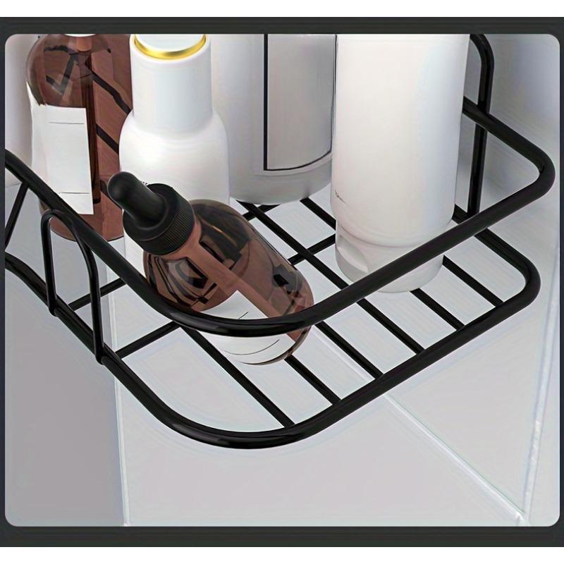 1PCS + 2 Double Hook Patch No Punching Corner Rack, Bathroom Rack, Wall Mounted Bathroom Shampoo Lotion Cosmetics Storage Rack