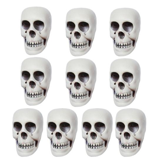 Halloween Hanging Skull Decoration Realistic Plastic Human Head Prop Spooky Skeleton Head Ornament with Lanyard for Home Party Haunted House Decor