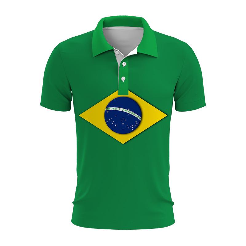 Brazil National Emblem 3d Printed Summer Button Down Collar Polod For Men Casual Tops Oversized Short Sleeve Trend Men Clothing