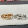 Head and Tail Diamond Snake Ring Plated 18K Gold Open Snake Bone Ring