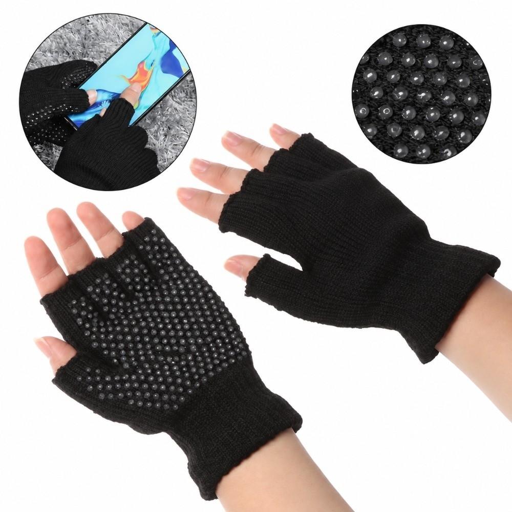 1 Pair Non-Slip Yoga Gloves Knitted Cycling Gloves Versatile Fingerless Gloves Outdoor Sports