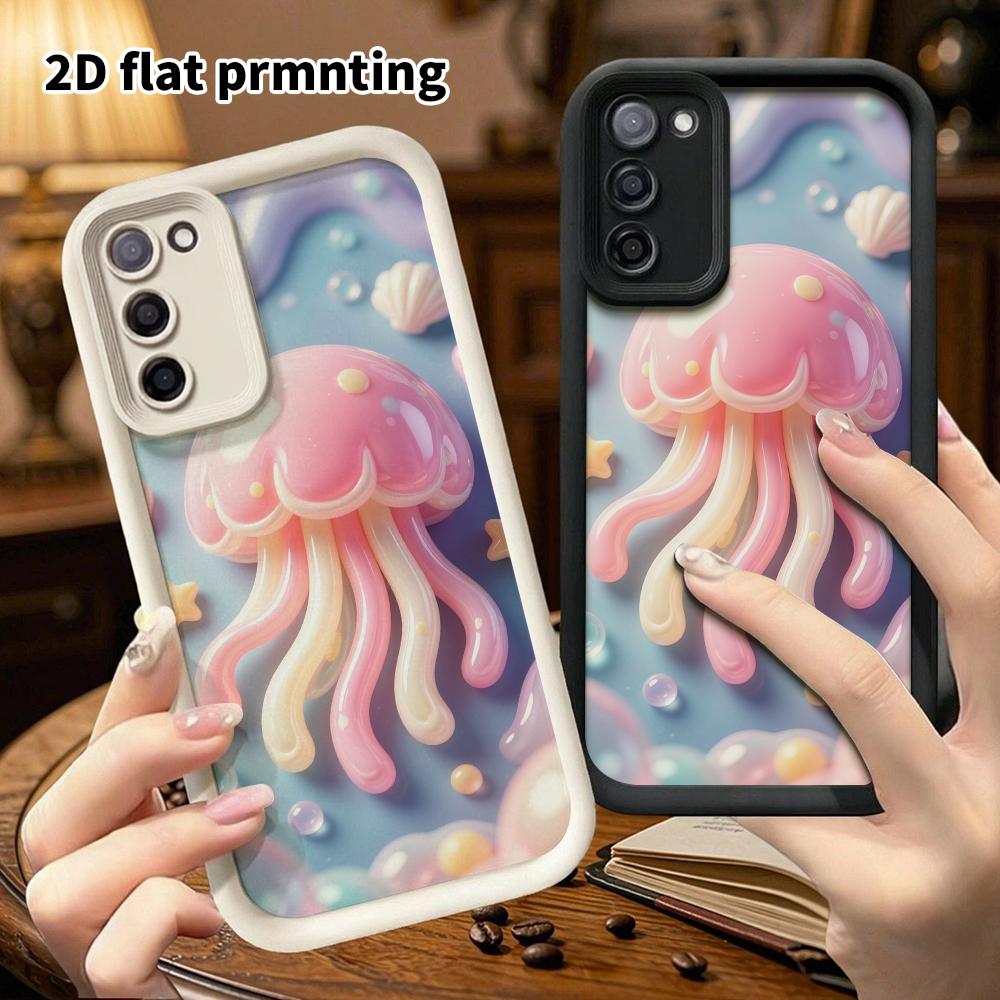 Phone Case: 2D Flat, Suitable for Samsung Galaxy A34 A35 M05 M06 S20 S22 S21 FE Plus 5G Protective Case, Pink Jellyfish, Perfect Christmas and Hallowe