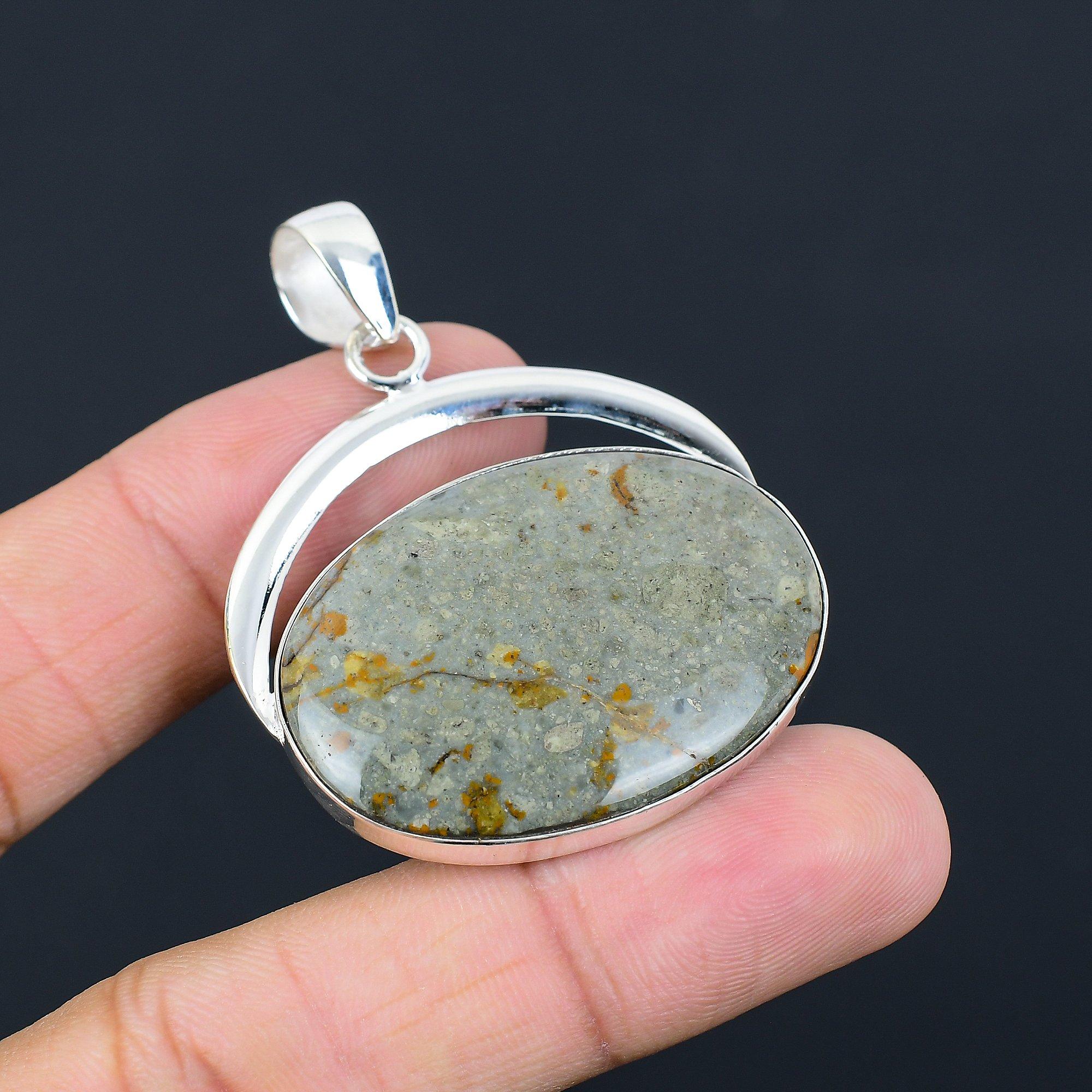 Daughters Day Sale 925 Sterling Silver Oval Polychrome Jasper Stone Wife Pendant