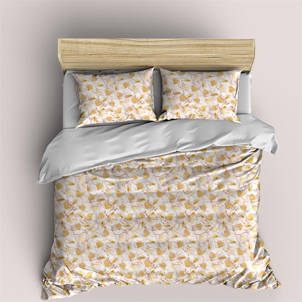 Blumen und Blätter Bettbezug Mikrofaser Botanisches Unkraut für Kinder Frauen für Schlafzimmerdekorationen Schlichter Stil Queen King Size