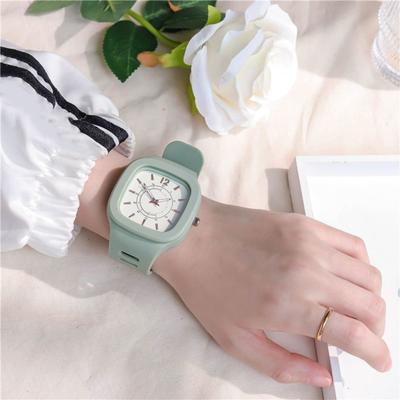 Women Watch Japanese Style Adjustable Plastic Strap Square Dial Quartz Movement Student Anolog Watch Daily Travel Wristwatch