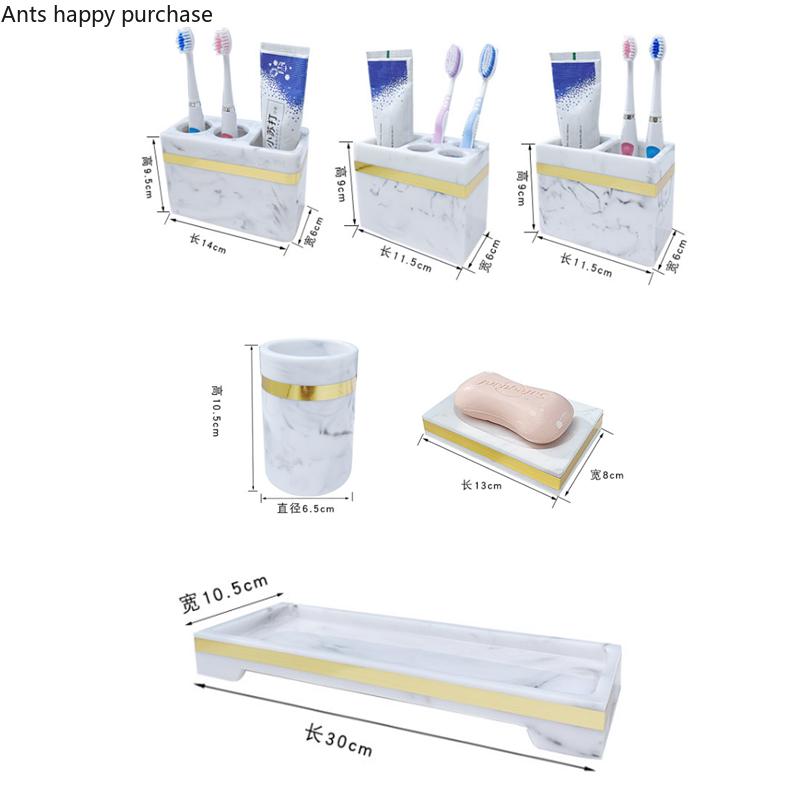 Σετ Μπάνιου Ρητίνης Είδη Τουαλέτας Επιτραπέζιο Σετ Πλυσίματος Σαπουνοθήκη Κύπελλο Στοματικού Διαλύματος Θήκη Οδοντόβουρτσας Μπουκάλι Λοσιόν Κύπελλο Αποθήκευσης Δίσκος Αποθήκευσης