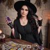 Women V Neck Long Sleeve Lace Up Maxi Dress with Split Hem and Flared Cuff Retro Style for Casual or Special Occasions