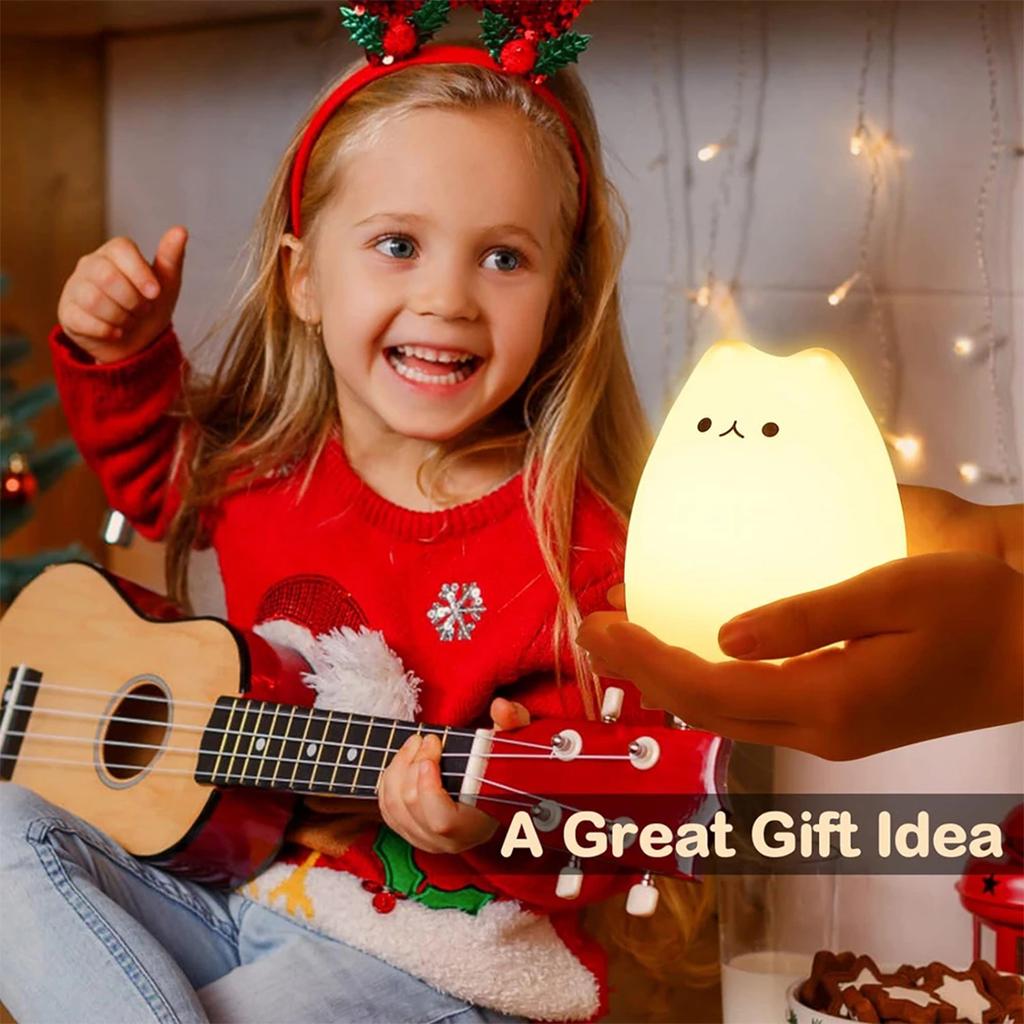 7 Colors Led Night Light Indoor Sensor Lamp Silicone Baby Sleeping Cat Touch Soft Kid Cute Cartoon Lights For Children Kids Room