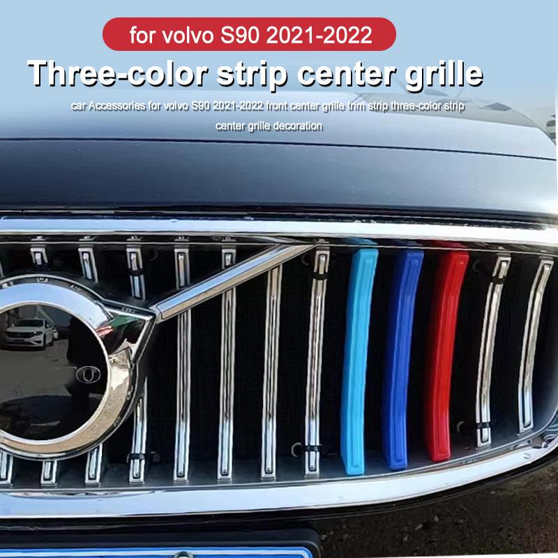 Car Accessories for Volvo S90 -  2024 2025 Front Center Grille Trim Strip Three-color Strip Center Grille Decoration