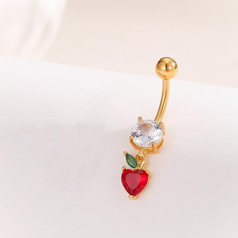 Циркон Фруктовый Пирсинг Пупка Блестящая Подвеска Вишня Пирсинг Пупка Для Женщин Девушек Сексуальный Пирсинг Живота Пляжные Украшения A6