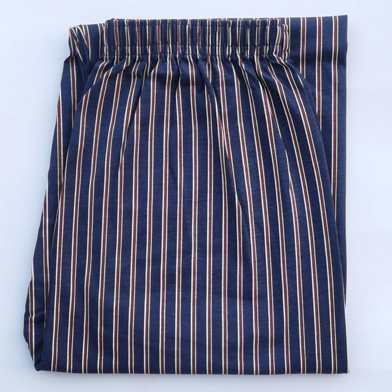 

Мужская хлопковая пижама - Свободные клетчатые брюки с эластичной талией, Большой размер, Полосатый дизайн для комфорта One Size