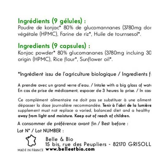 Complement tonus - complement vitalite konjac bio belle et bio - 120 gélules