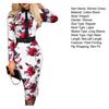 Women Slim Fit Bodycon Midi Dress Lapel Long Sleeve High Waist Plaid Print Office Lady Dress Workwear
