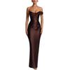 Fashion Women's Satin One Shoulder Long Dress Bandage Pleated Backless Sleeveless Dresses Summer Lady Party Evening Robes new