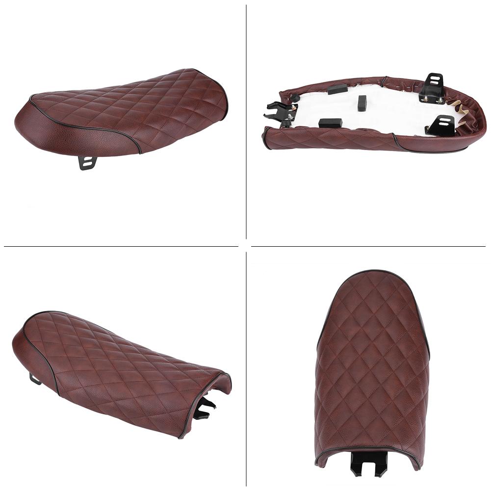Motorcycle PU Lther Vintage St Flat Saddle Cushion for CG125 GN CG Black