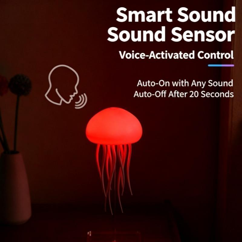 Creative Home Lighting Dynamic Voice Control Jellyfish Lamp Color Changing Atmosphere Romantic Rechargeable Ambient Night Light