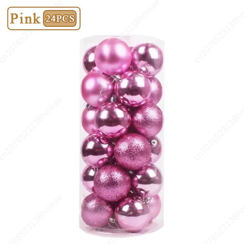 Christmas Tree Balls 3cm 24pcs Multicolor Ornaments Set Shatterproof Baubles Decoration for Xmas Tree Family Party Supplies