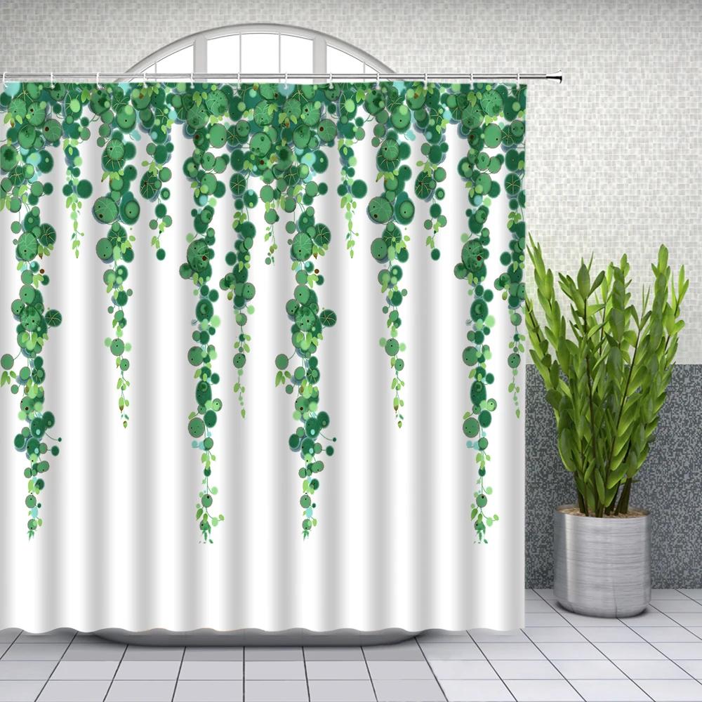 Flowers Plant Vine Pattern Shower Curtains Waterproof Polyester Fabric Bathroom Decor Curtain Multi-Size Home Bath Screens