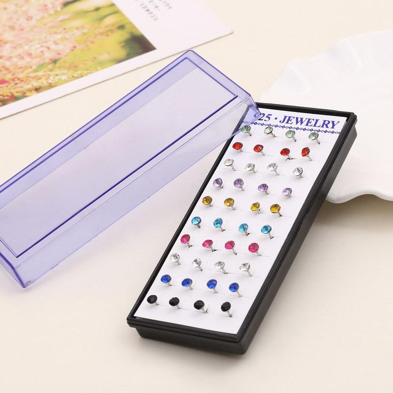 

Набор серег Простые серьги со стразами 2 мм 4 мм Разные цвета 20 пар сережек-гвоздиков