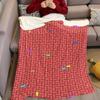 Crimson Tiles Flannel Blanket Warm Soft Halloween Christmas Couch Warm Cozy Decorative Decor Gift for All Season