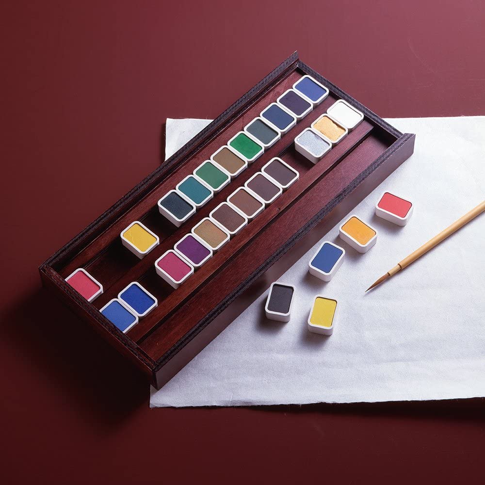 Holbein Japanese-style Solid Watercolor Paints, Shingansai N351, 14-Color Set, 02351