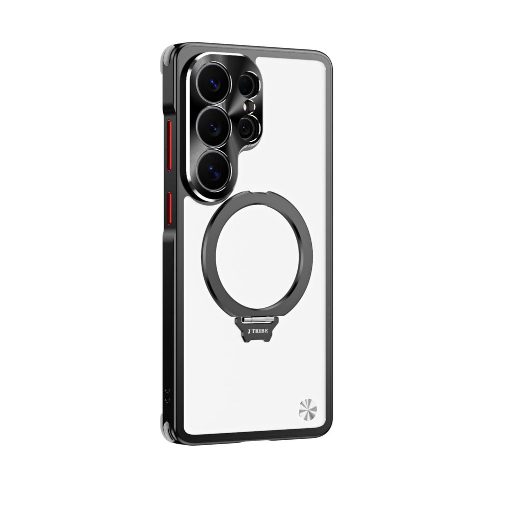 Luxury 360 Rotating Magnetic Kickstand Aluminum Alloy Case for Samsung S26 Ultra S25 Shockproof For Magsafe Metal Button Cover